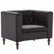 Helloshop26 - Fauteuil chaise siège lounge design club sofa salon avec revêtement en velours noir 1102159/3 - noir Bois manufacturé 3000141241307