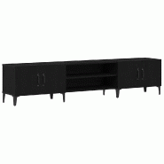 Helloshop26 - Meuble TV moderne rectangulaire 180 x 31,5 x 40 cm avec rangement pratique style chic en bois d'ingénierie noir 02_0051926 - noir Bois