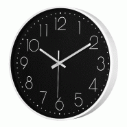 IvoQ Horloge mural moderne - 30 cm - Noir/Blanc - Facile à lire - Chiffres 3D - Horloge murale - 8721335300581