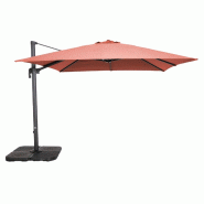 Oviala Business Parasol déporté rotatif 3x3m et 4 dalles à remplir alu terracotta - marron aluminium 115217