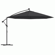 Parasol de jardin en porte-à-faux avec lumières LED noir 350 cm Modèle Titan Confort - 313784