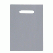 Sac plastique à poignées découpées gris 25x38cm - paquet de 100 - polyéthylène 50 microns