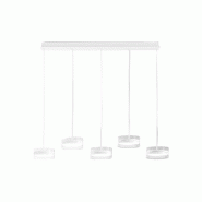 Suspension en métal et verre borosilicate, 5 LED 70 W 3000 K, finition blanc mat, dimmable, H. 250 cm - Perenz - blanc 8218 B LC
