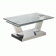 TABLE OPEN  Ã  PLATEAUX PIVOTANTS EN VERRE TREMPÉ ET PIÉTEMENT CHROME