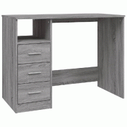 VidaXL Bureau avec tiroirs Sonoma gris 102x50x76 cm Bois d'ingénierie Modèle Orion Office - gris 823038