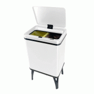 WellHome - Poubelle Intelligente 15L+15L de couleur Blanche 35,5x26x60cm - Ouverture Automatique/Manuelle - blanc inox WH15547