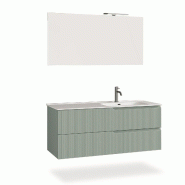 AQA Design Composition de salle de bain en MDF avec baignoire à droite en 4 pièces VENERE vert sauge L.121 P.46,5 H.190 MPVE41-SAL - vert Bois manuf