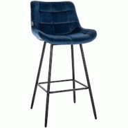 CLP Tabouret de bar Weston Bleu/Velours - bleu textile 321468 CLP Tabouret de bar Weston Bleu/Velours - bleu textile 321468