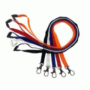 Cordon mousqueton sécurité - IDP10S - lot de 100, polyester, 90cm, 10mm, couleurs assorties