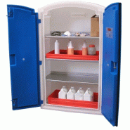 Cuve fermée PE grand modèle - flaconnage - 990x500x1660 mm - 3 étagères inox