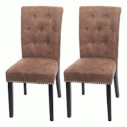 Décoshop26 - Lot de 2 chaises de salle à manger avec boutons décoratifs en tissu marron pieds foncé 04_0007316 - marron 3000262054763 Décoshop26 - Lot de 2 chaises de salle à manger avec boutons décoratifs en tissu marron pieds foncé 04_0007316 - marron 3000262054763