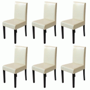 Décoshop26 - Lot de 6 chaises de salle à manger synthétique crème pieds foncés CDS04242 - 3000074542281 Décoshop26 - Lot de 6 chaises de salle à manger synthétique crème pieds foncés CDS04242 - 3000074542281