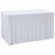 Décoshop26 - Nappes élastiques de table avec jupon 2 pièces 243x76x74cm Blanc DEC022465 - 3001289369601