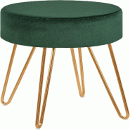 Décoshop26 - Tabouret en tissu velours vert pieds en métal doré 35x35x45 cm TABO09076 - métal 3000463569608