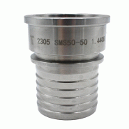 Douille SMS femelle inox annelée à collerette - YSMFDAIX050 - DN 51 mm - Idéale pour raccordement de conduites rigides_0