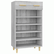 Helloshop26 - Armoire à chaussures scandinave minimaliste rangement 60 x 35 x 105 cm en bois d'ingénierie gris 02_0048334 - gris Bois massif 3000235