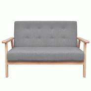 Helloshop26 - Canapé 2 places de salon salle de séjour maison intérieur tissu gris clair 02_0020635 - gris Bois massif 3001112388007