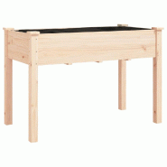 Helloshop26 - Jardinière bac lit surélevé plantes fleurs terrasse jardin avec doublure 118 x 59 x 76 cm bois massif de sapin marron 02_0038120 - ma