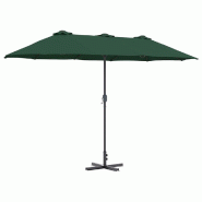 Helloshop26 - Parasol de jardin pliable moderne 370 x 197 x 239 cm avec protection UV design épuré en polyester vert 02_0058740 - vert aluminium 300