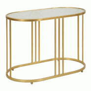 Mauro Ferretti Table Basse Antalia - Structure Dorée Élancée Et Plateau Effet Marbre - Design Chic - 1428870000 - doré 1428870000