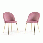 RATTATAN Lot de 2 chaises en velours avec pieds en métal, design élégant pour cuisine, salle à manger, bar ou restaurant – Sara – Rose/Or - ro RATTATAN Lot de 2 chaises en velours avec pieds en métal, design élégant pour cuisine, salle à manger, bar ou restaurant – Sara – Rose/Or - ro