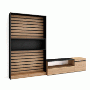 SKRAUT HOME Ensemble Meuble TV, 260x186x35cm, Pour les TV jusqu'à 65", Salon Complet, Chêne et noir - beige Bois manufacturé 88_1