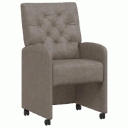 VidaXL Chaises de Salle à Manger avec Roues 2 pcs Gris 58 x 67 x 97 cm Modèle Quervane - 42017859