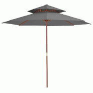 VidaXL Parasol à deux étages avec mât en bois 270 cm anthracite Modèle Riviera Balcon - noir 44519