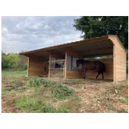 Abri double avec râtelier central et accès arrière - Bois Douglas - ABRAT1 Abri double avec râtelier central et accès arrière - Bois Douglas - ABRAT1