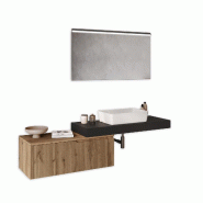 AQA Design Composition de salle de bain en MDF 4 pièces anthracite/chêne VENERE L.190 P.45 H.190 MPVE52-ANT-QUE - multicolore Bois manufacturé MPVE