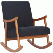CLP Chaise à bascule Morelia en tissu avec pieds Noyer Noir - noir textile 317574