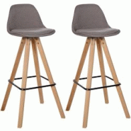 CLP Lot de 2 tabourets de bar Corbin en tissu carré Taupe/Nature - gris textile 327244 CLP Lot de 2 tabourets de bar Corbin en tissu carré Taupe/Nature - gris textile 327244