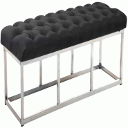 Décoshop26 - Banc capitonné rembourré 120 cm tissu gris foncé avec structure en acier inoxydable design contemporain 10_0008568 - inox 3000266724747