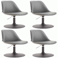 Décoshop26 - Lot de 4 chaises de salle à manger pivotante hauteur réglable en PVC gris et pied trompette métal noir 10_0001804 - gris métal 30002
