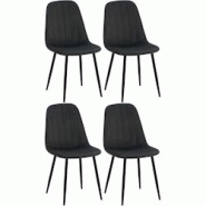 Décoshop26 - Set de 4 chaises de salle à manger coutures décoratives verticales en velours noir et métal noir 10_0001757 - noir 3000250654104 Décoshop26 - Set de 4 chaises de salle à manger coutures décoratives verticales en velours noir et métal noir 10_0001757 - noir 3000250654104