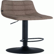 Décoshop26 - Tabouret de bar x1 moderne en tissu taupe motif matelassé piètement trompette métal noir 10_0005645 - noir métal 3000265133823
