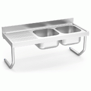 FRICOSMOS Evier suspendu avec couvercles 2C,EI 1600x600x450 mm. Dimensions cuve 400x400x250 mm. - inox 054648OST