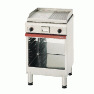 Gril en chrome 1/2 lisse 1/2 nervuré à gaz sur baie libre 600x650x9... - PCMG 610 SLRC