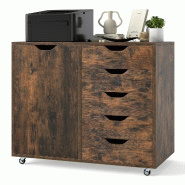 Helloshop26 - Classeur mobile à 5 tiroirs 79 x 39 x 65 cm avec roulettes pivotantes espace de rangement optimisé style contemporain 20_0011443 - Boi