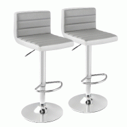 Helloshop26 - Lot de 2 chaises de bar pivotantes réglables 37 x 42 x 82-102 cm confortables avec dossier rembourré design moderne en 20_0012411 - gr