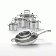 Lot de 3 Poêles 24/28/32 cm et 4 Faitouts 12/14/16/20 cm Elo Relief Evolution - gris inox 3176239956269