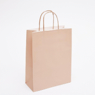 Sac kraft rose poudré poignées torsadées coordonnées 22x10x29cm - par 50
