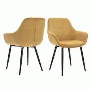 SalesFever Fauteuil | Ensemble de 2 | Aspect velours côtelé | Tissu structuré (100% polyester) | L 64 x P 59 x H 86 cm | Or - doré multi-matériau SalesFever Fauteuil | Ensemble de 2 | Aspect velours côtelé | Tissu structuré (100% polyester) | L 64 x P 59 x H 86 cm | Or - doré multi-matériau