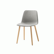 Lot de 2 chaises avec pied bois massif et revêtement tissu Lot de 2 chaises avec pied bois massif et revêtement tissu