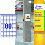 Avery Zweckform 1600 étiquettes ultra-adhésives Laser blanches, format 35,6 x 16,9 mm (20 feuilles / cdt) - L7872-20