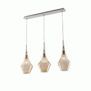 Bonetti Illumina Zeus Rail en fer avec verre pyrex ambré 3 lumières L.75x10 BL270-BIN3-AM - orange 8050713218201