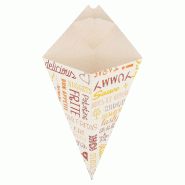 Cornet à frites carton avec languette pour sauces Parole 250g 16x27cm - par 1200