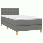 Décoshop26 - Cadre de lit LED avec sommier tête de lit matelas 100x200 cm en tissu gris foncé TDL0208424 - gris 3001539547766