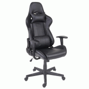Décoshop26 - Fauteuil chaise de bureau gamer sur roulettes mécanisme de bascule en synthétique noir 04_0001853 - noir 3000150632691