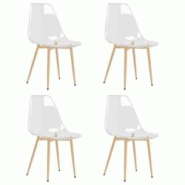Décoshop26 - Set de 4 chaises de salle à manger siège PET transparent et métal DEC025657 - 3000255375844 Décoshop26 - Set de 4 chaises de salle à manger siège PET transparent et métal DEC025657 - 3000255375844
